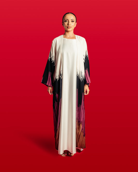 Strip Collection - Plum Ombre Open Abaya