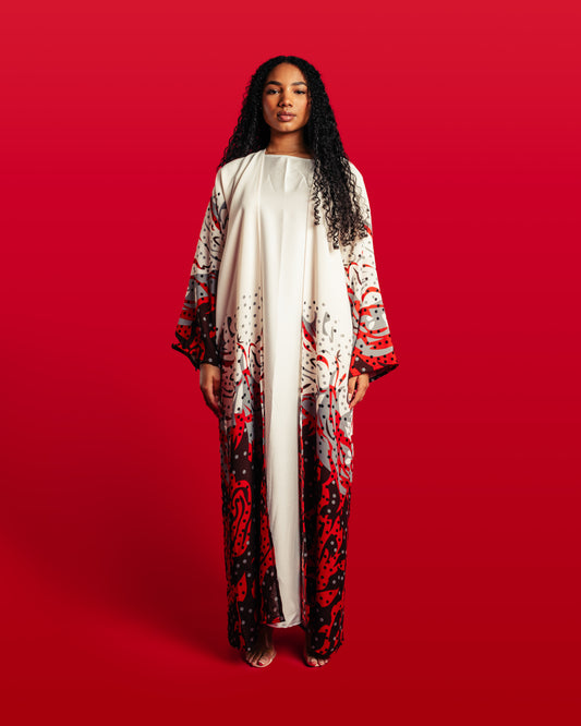 The Watermelon Polka Dot Collection - Crimson Open Abaya