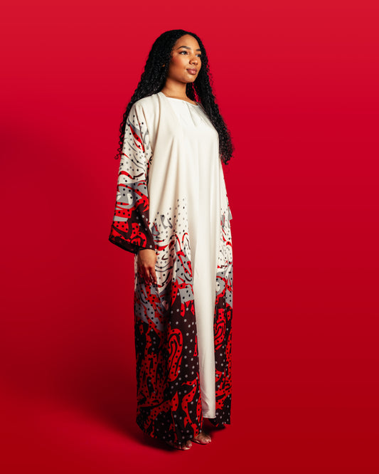 The Watermelon Polka Dot Collection - Crimson Open Abaya